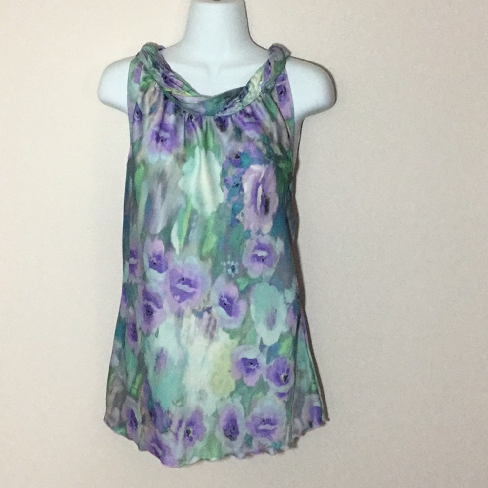 Silky Flower Print Sleeveless Top